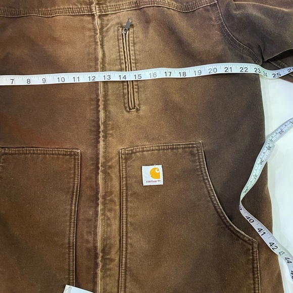 VINTAGE carhartt Dark Brown Sun Faded Canvas Lined Chore Utility Barn Jacket L - Picture 12 of 13